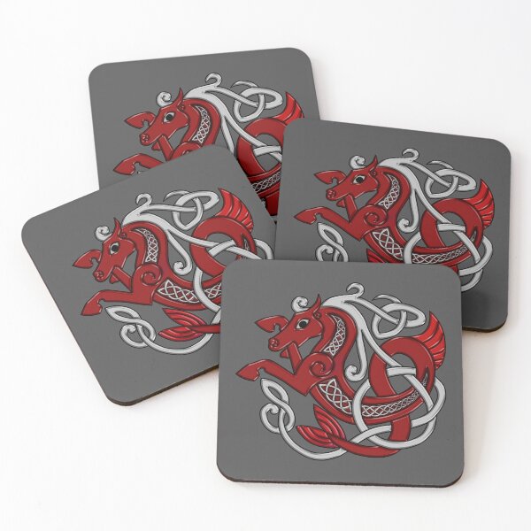 Item preview, Celtic Seahorse Hippocampus in Red and Silver designed and sold by DappledMoon.