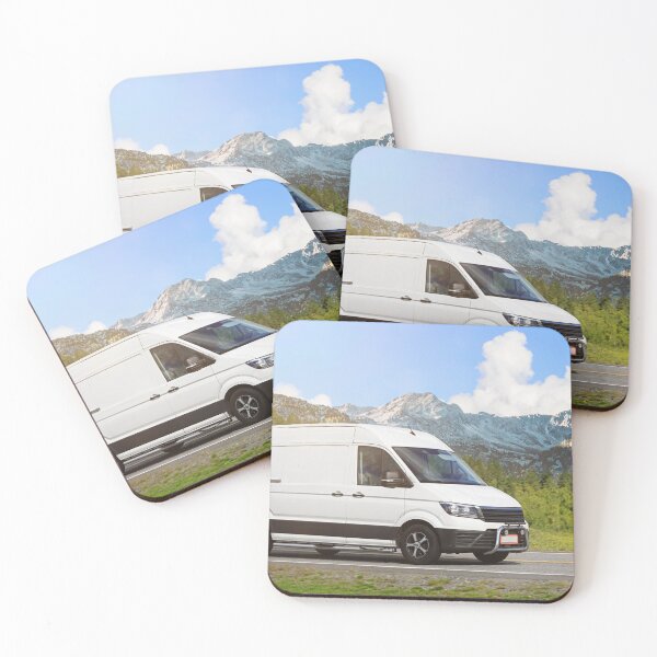 Item preview, White Delivery Van Delivers Goods Through Beautiful Landscape designed and sold by Taina Sohlman.