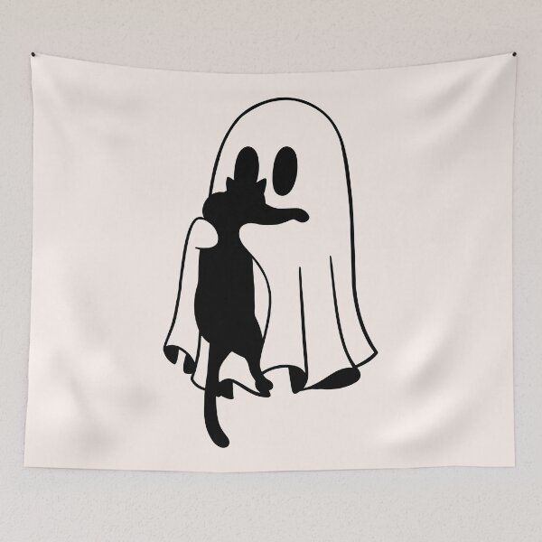 Item preview, ghost picks up black kitten designed and sold by Neadoodles.