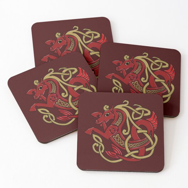 Item preview, Celtic Seahorse Hippocampus in Red and Gold designed and sold by DappledMoon.