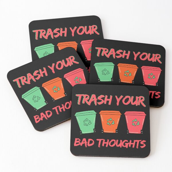 Item preview, Trash Your Bad Thoughts Motivational Wall Art with Dustbin Design designed and sold by DigitalPromt.