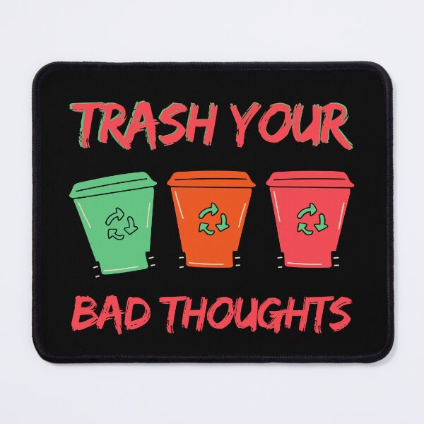 Item preview, Trash Your Bad Thoughts Motivational Wall Art with Dustbin Design designed and sold by DigitalPromt.