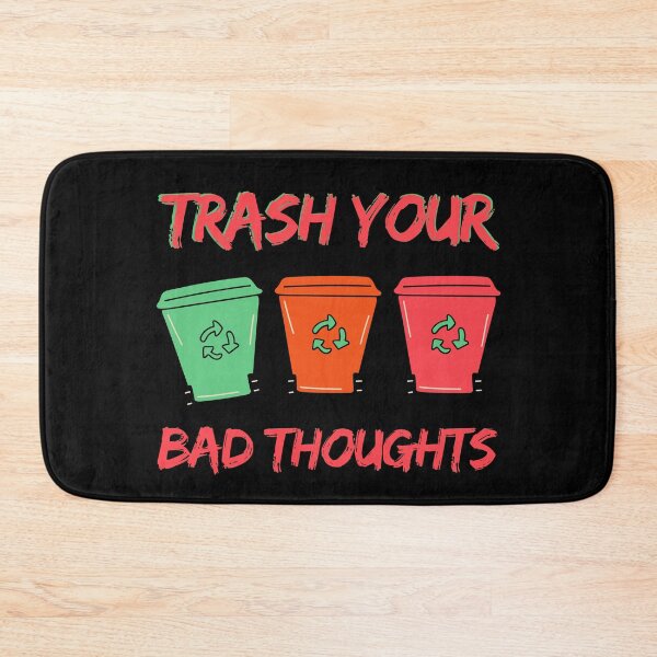 Item preview, Trash Your Bad Thoughts Motivational Wall Art with Dustbin Design designed and sold by DigitalPromt.