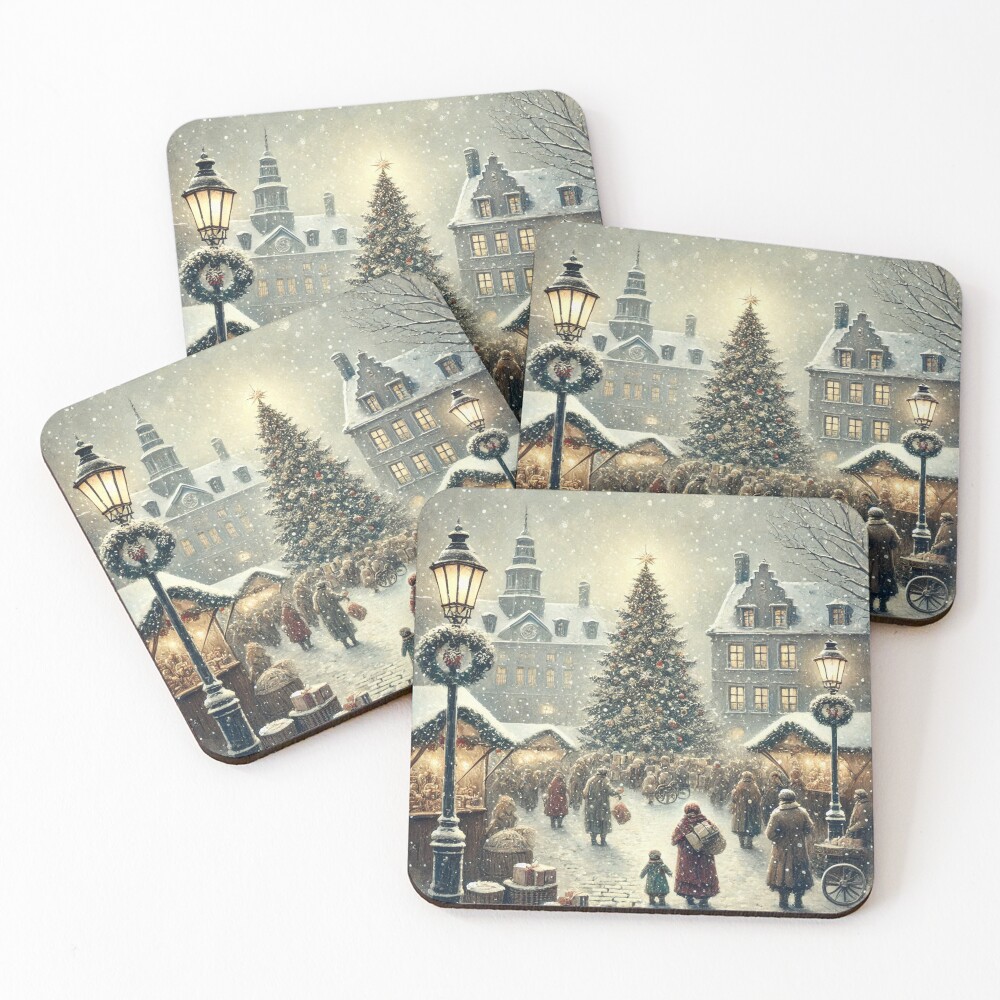 "Christmas market old style painting vintage" Greeting Card for Sale by ...
