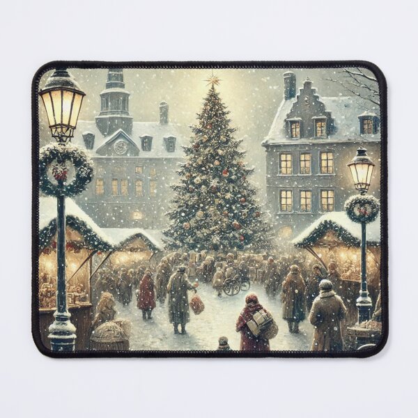 Item preview, Christmas market old style painting vintage designed and sold by Meandmyshop.