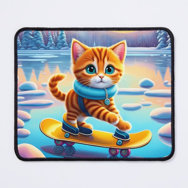 Item preview, Kitten ice skating on a frozen lake designed and sold by Colin Bentham.