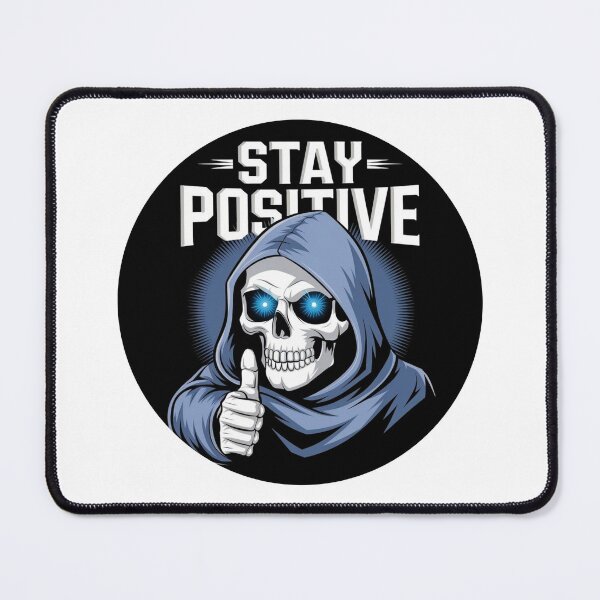 Item preview, stay positive with cute reaper with thumb up. AI designed and sold by JonathanP514.