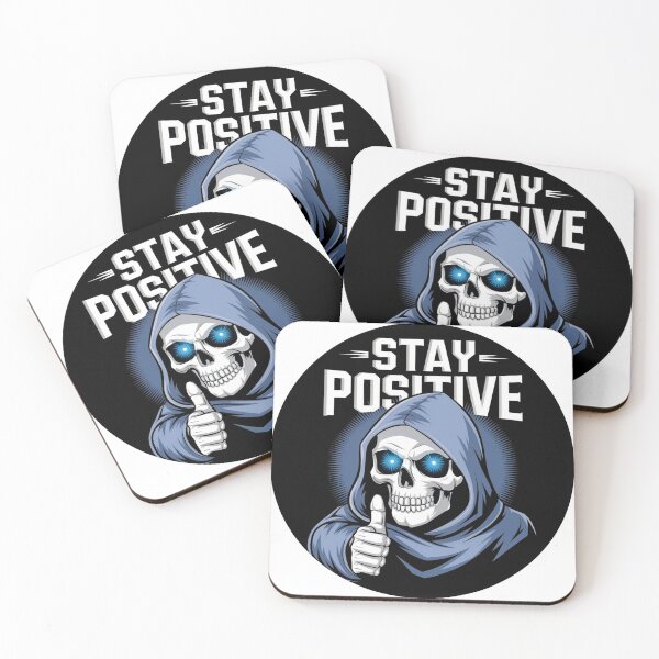 Item preview, stay positive with cute reaper with thumb up. AI designed and sold by JonathanP514.