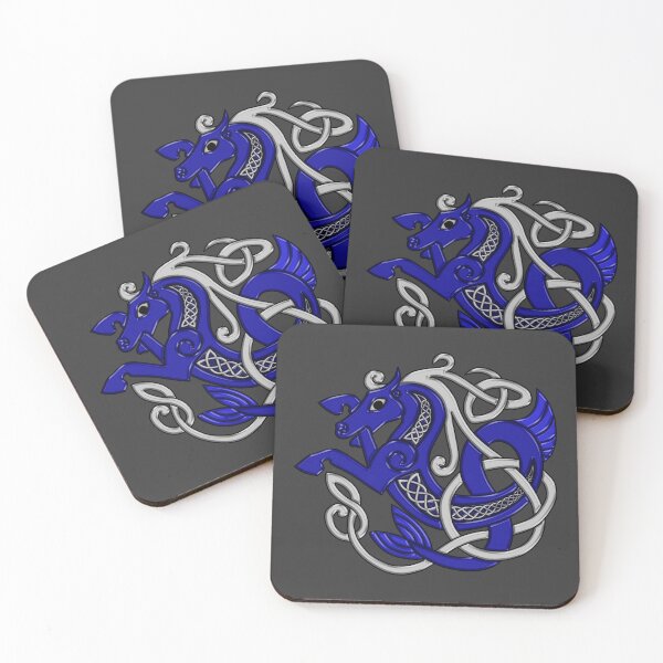 Item preview, Celtic Seahorse Hippocampus in Blue and Silver designed and sold by DappledMoon.