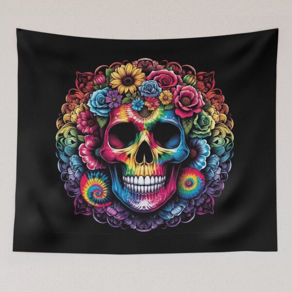 Item preview, Tie Dye Skull and Flowers  designed and sold by Paragon-Art.