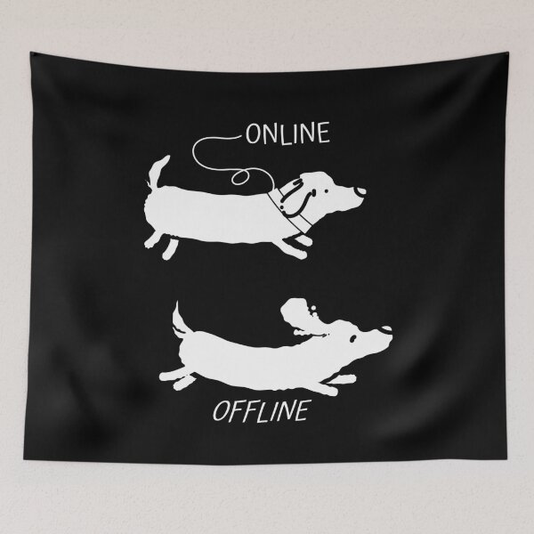 Item preview, Online Offline Rough-haired Dachshund designed and sold by MooonTees.