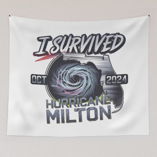 Aperçu de l'œuvre Survivant de l'ouragan Milton, T-shirt de résilience, j'ai survécu à l'ouragan Milton créée et vendue par SaboCollita.