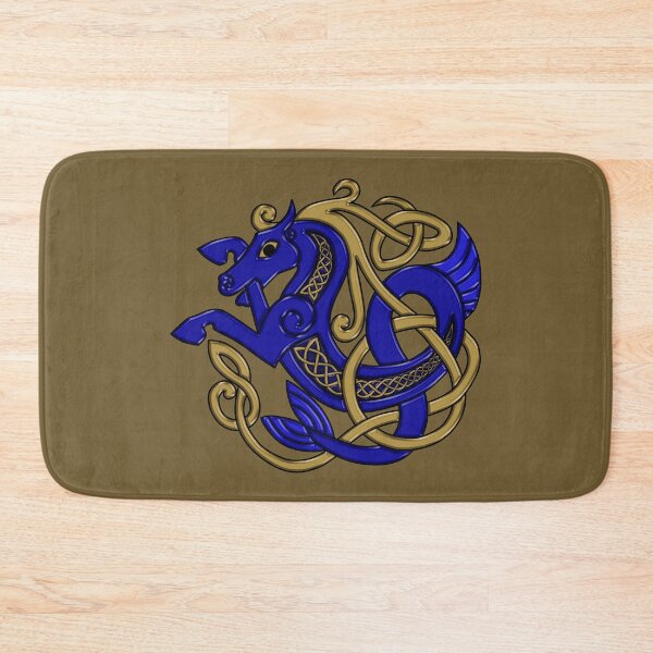 Item preview, Celtic Seahorse Hippocampus in Blue and Gold designed and sold by DappledMoon.