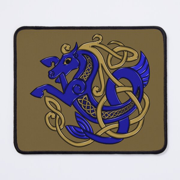 Item preview, Celtic Seahorse Hippocampus in Blue and Gold designed and sold by DappledMoon.