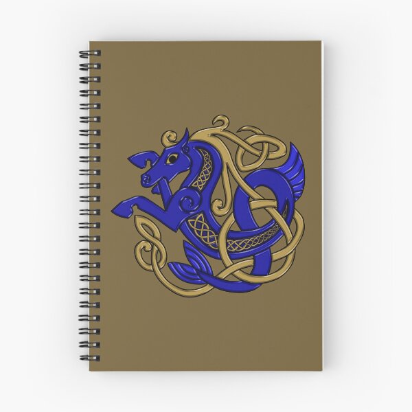 Item preview, Celtic Seahorse Hippocampus in Blue and Gold designed and sold by DappledMoon.