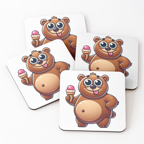 Item preview, Chubby Cute Funny Brown Bears With Ice Cream designed and sold by pinkycherry.