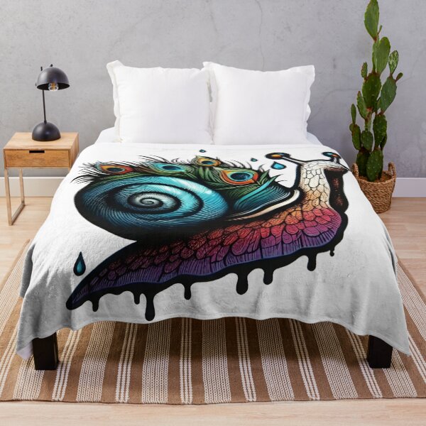 Item preview, Cute Snail, Tattoo & Watercolor Art style with Peacock Feathers designed and sold by SomniferumWars.