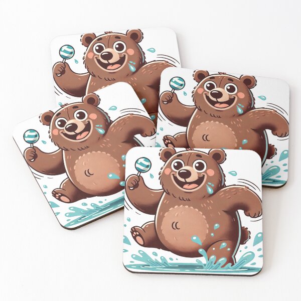 Item preview, Playful Cute Funny Brown Bears Splashing Water designed and sold by pinkycherry.