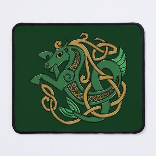 Item preview, Celtic Seahorse Hippocampus in Green and Gold designed and sold by DappledMoon.