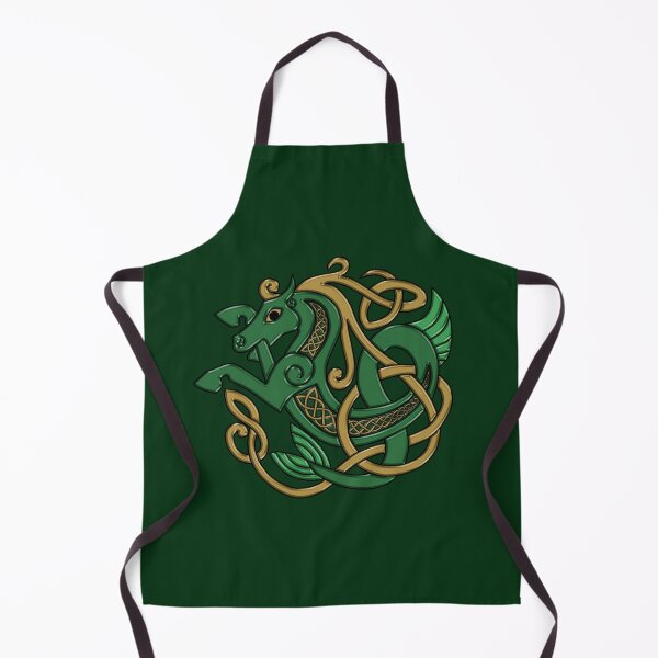 Item preview, Celtic Seahorse Hippocampus in Green and Gold designed and sold by DappledMoon.