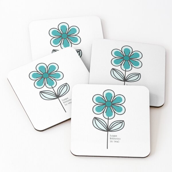 Item preview, Womens Ovarian Cancer Awareness - Turquoise flower - Hope Blooms In Teal designed and sold by Prime-Studio.
