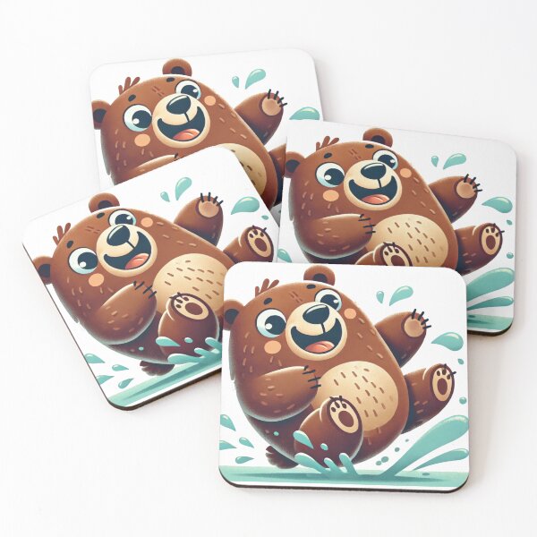 Item preview, Smiling Cute Funny Brown Bears Splashing Water designed and sold by pinkycherry.