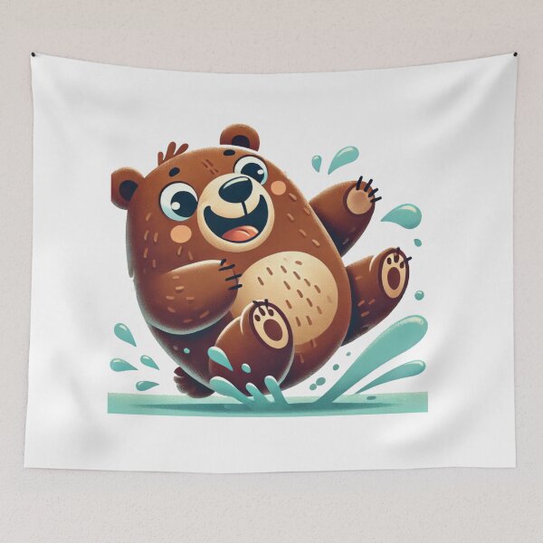 Item preview, Smiling Cute Funny Brown Bears Splashing Water designed and sold by pinkycherry.
