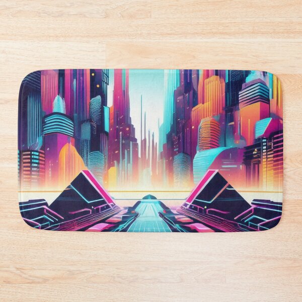 Item preview, Neon Futuristic Cyber Cityscape designed and sold by RaiyaTees.