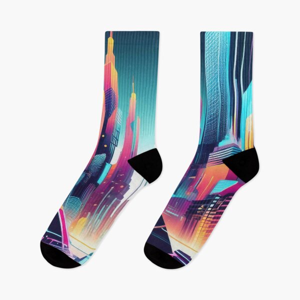 Item preview, Neon Futuristic Cyber Cityscape designed and sold by RaiyaTees.