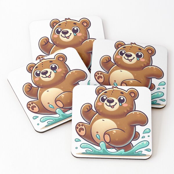 Item preview, Cartoon Cute Funny Brown Bears Splashing Water designed and sold by pinkycherry.