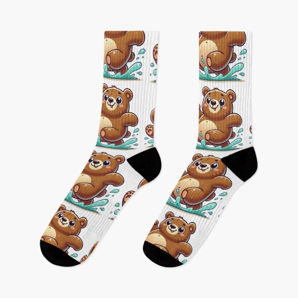 Item preview, Cartoon Cute Funny Brown Bears Splashing Water designed and sold by pinkycherry.