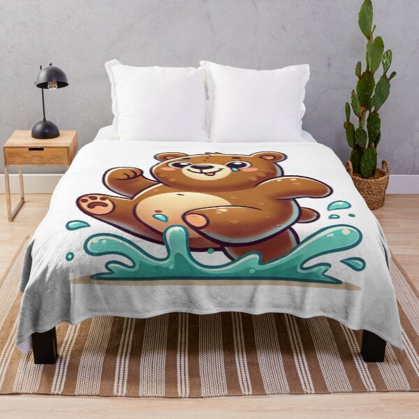 Item preview, Cartoon Cute Funny Brown Bears Splashing Water designed and sold by pinkycherry.