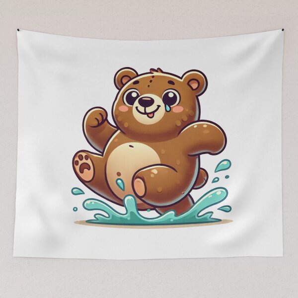 Item preview, Cartoon Cute Funny Brown Bears Splashing Water designed and sold by pinkycherry.