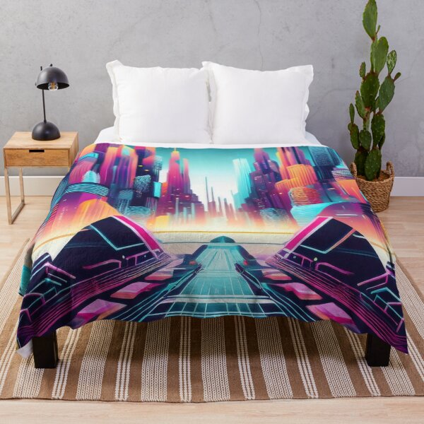 Item preview, Neon Futuristic Cyber Cityscape designed and sold by RaiyaTees.