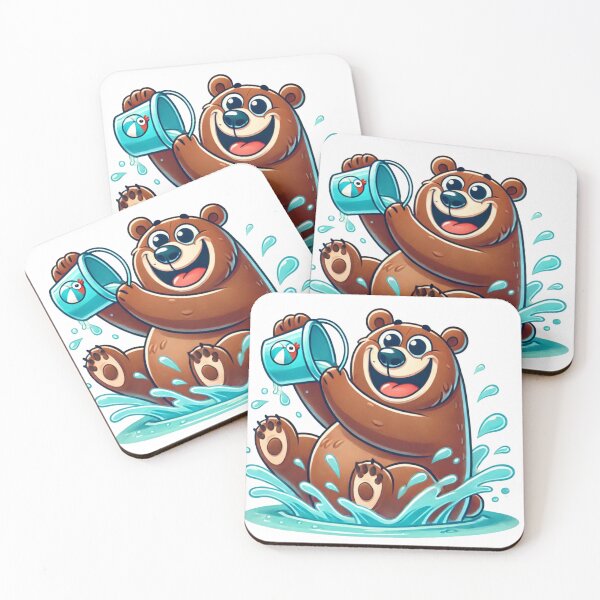 Item preview, Fun Cute Funny Brown Bears Playing Water designed and sold by pinkycherry.