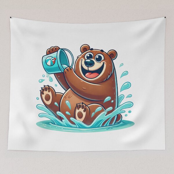 Item preview, Fun Cute Funny Brown Bears Playing Water designed and sold by pinkycherry.
