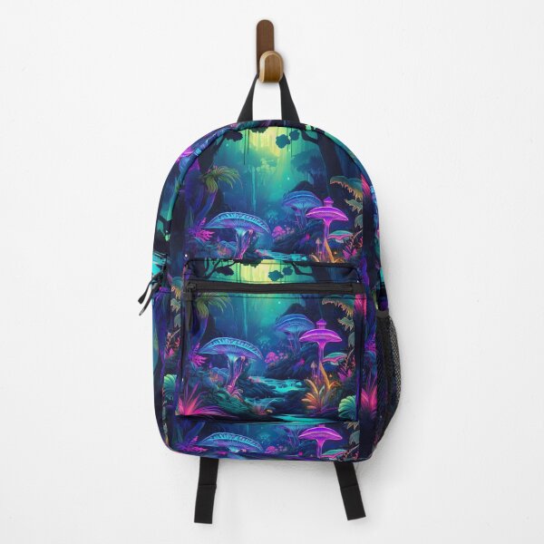 Item preview, Glowing Neon Forest with Luminous Mushrooms Fantasy Scene designed and sold by RaiyaTees.