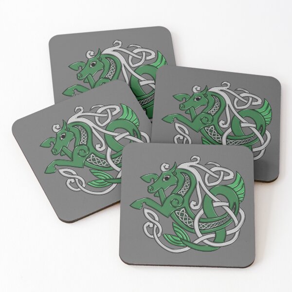 Item preview, Celtic Seahorse Hippocampus in Green and Silver designed and sold by DappledMoon.