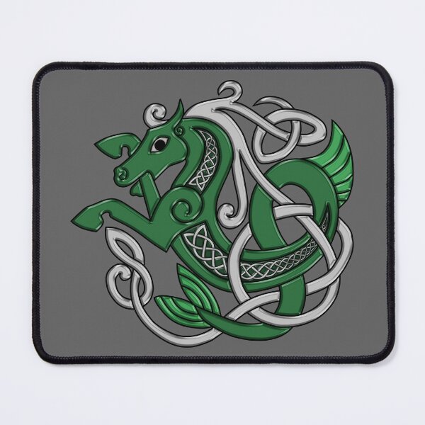 Item preview, Celtic Seahorse Hippocampus in Green and Silver designed and sold by DappledMoon.