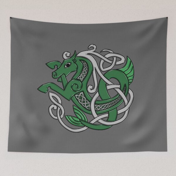 Item preview, Celtic Seahorse Hippocampus in Green and Silver designed and sold by DappledMoon.
