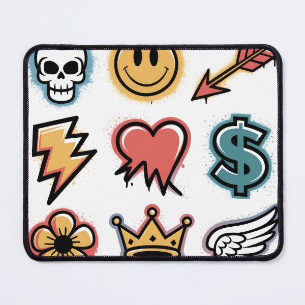 Artikelvorschau, Graffiti-Symbol cmile Herz Dollar Blume Blitz Krone Satz von Icons mit Totenkopf entworfen und verkauft von paratynka.