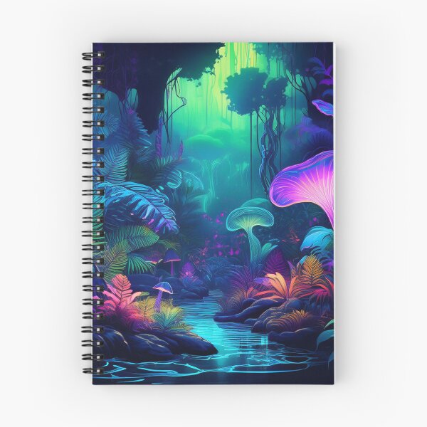 Item preview, Mystical Neon Forest with Glowing Mushrooms designed and sold by RaiyaTees.