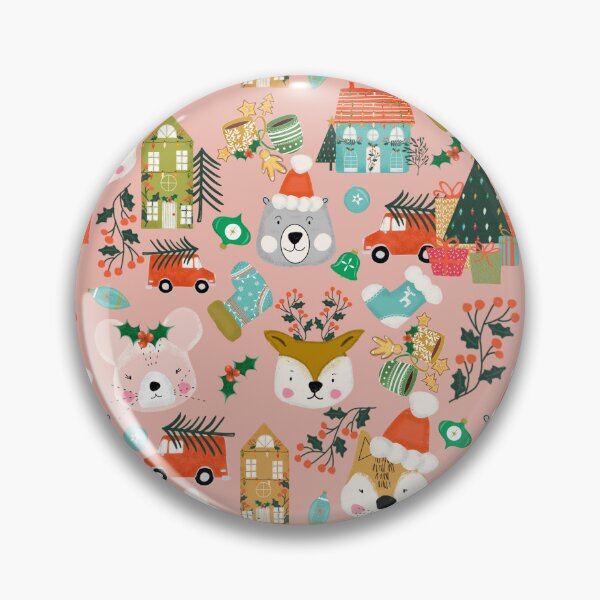 Item preview, Woodland Cute Christmas Festive Furry Friends Pink designed and sold by susycosta.