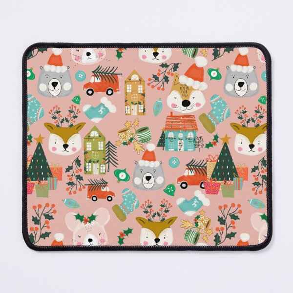 Item preview, Woodland Cute Christmas Festive Furry Friends Pink designed and sold by susycosta.