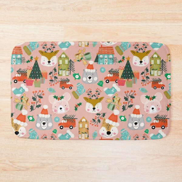 Item preview, Woodland Cute Christmas Festive Furry Friends Pink designed and sold by susycosta.