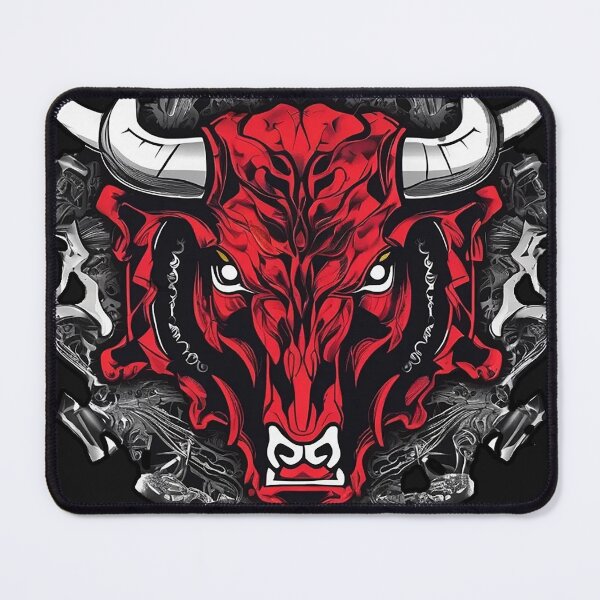 Item preview, "Fierce Red Bull Head Design - Bold Tribal Bull Artwork" designed and sold by MetalKrane.