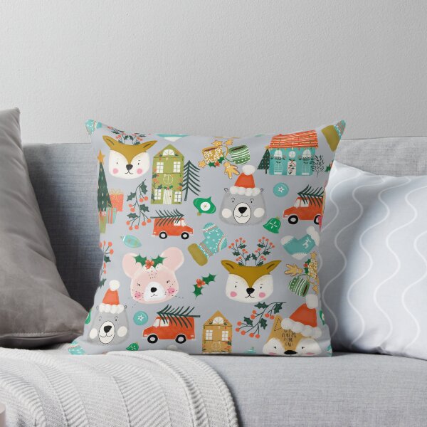 Item preview, Woodland Cute Christmas Festive Furry Friends Grey designed and sold by susycosta.