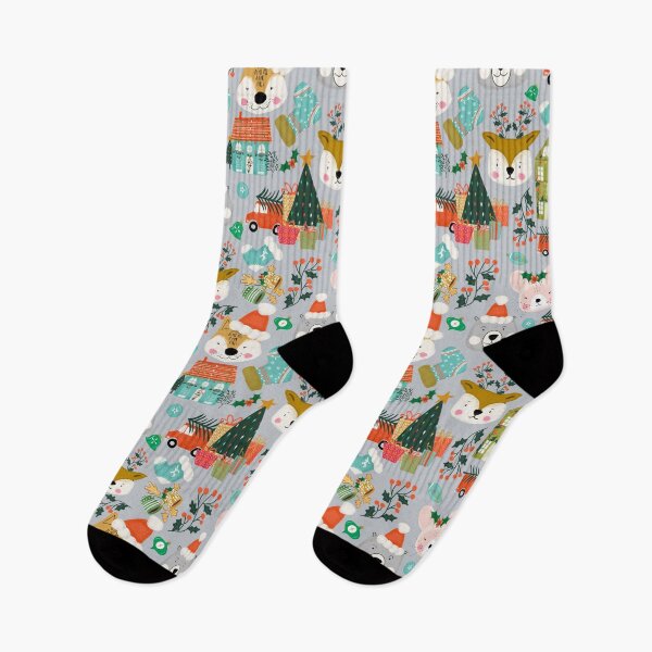 Item preview, Woodland Cute Christmas Festive Furry Friends Grey designed and sold by susycosta.