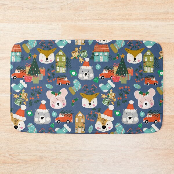 Item preview, Woodland Cute Christmas Festive Furry Friends Blue designed and sold by susycosta.