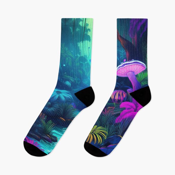 Item preview, Neon Jungle with Glowing Mushrooms and Plants designed and sold by RaiyaTees.